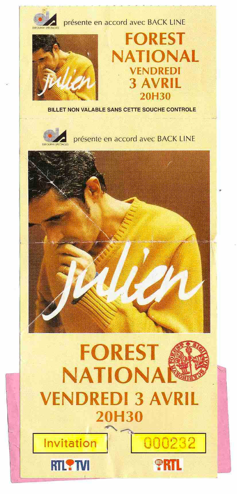 JULIEN CLERC - BRUXELLES - TOUR 1998