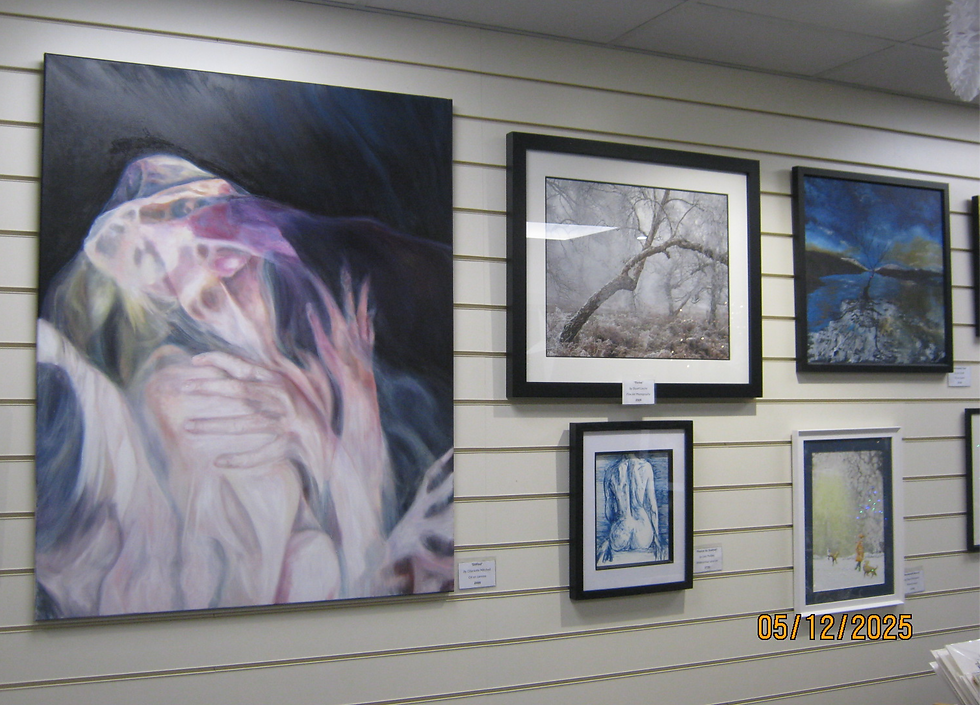 A wall with artworks of LADAS members