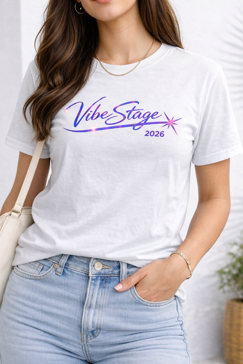 Thumbnail: VibeStage Official 2026 ADULT T-Shirt - Holographic Edition Centered