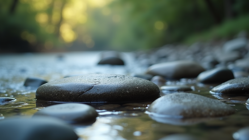 Close-up view of smooth river stones
