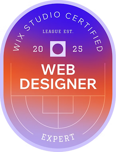 Wix Studioによる2025年認定Webデザイナー・エキスパートのバッジ画像