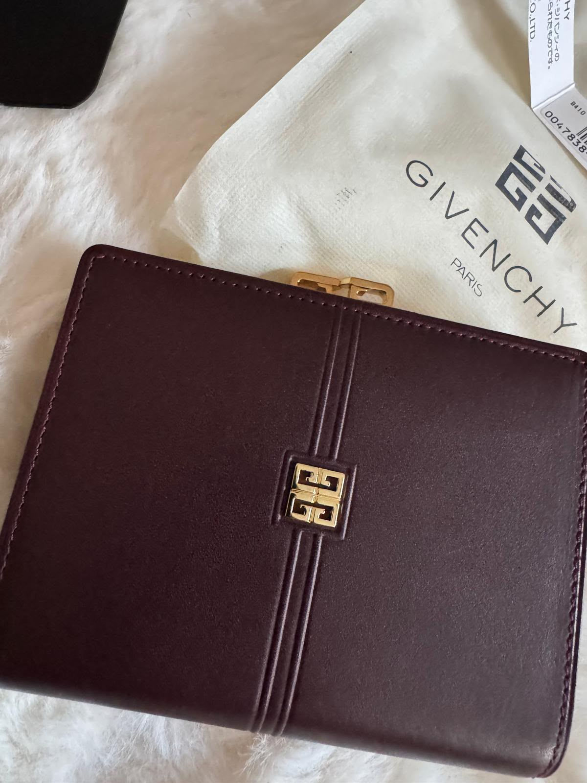 Authentic Givenchy Vintage Compact Wallet – Burgundy Leather