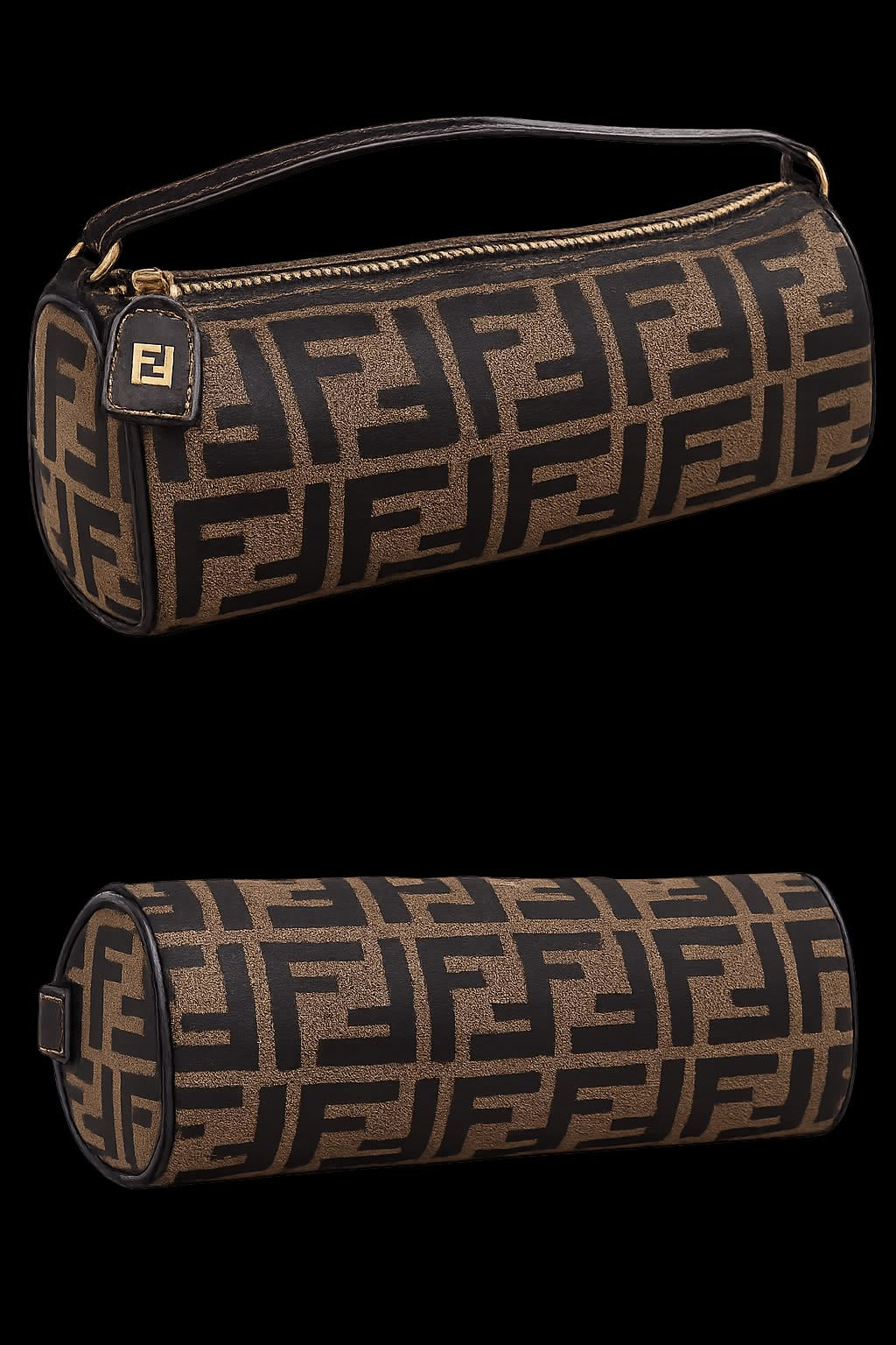 Authentic Fendi Zucca Mini Barrel Pochette Shoulder Bag