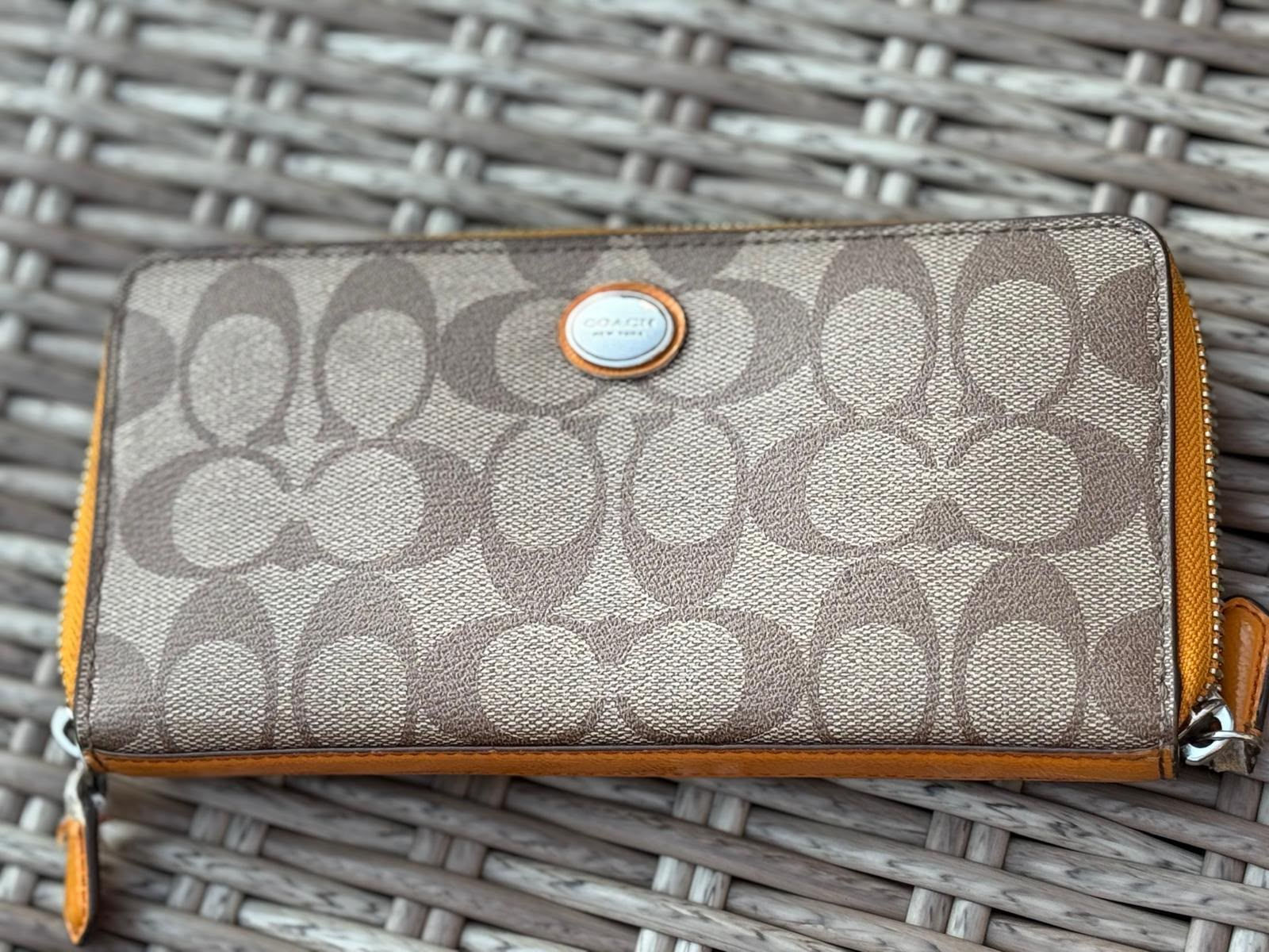 Authentic Coach Signature Zip Around Wallet