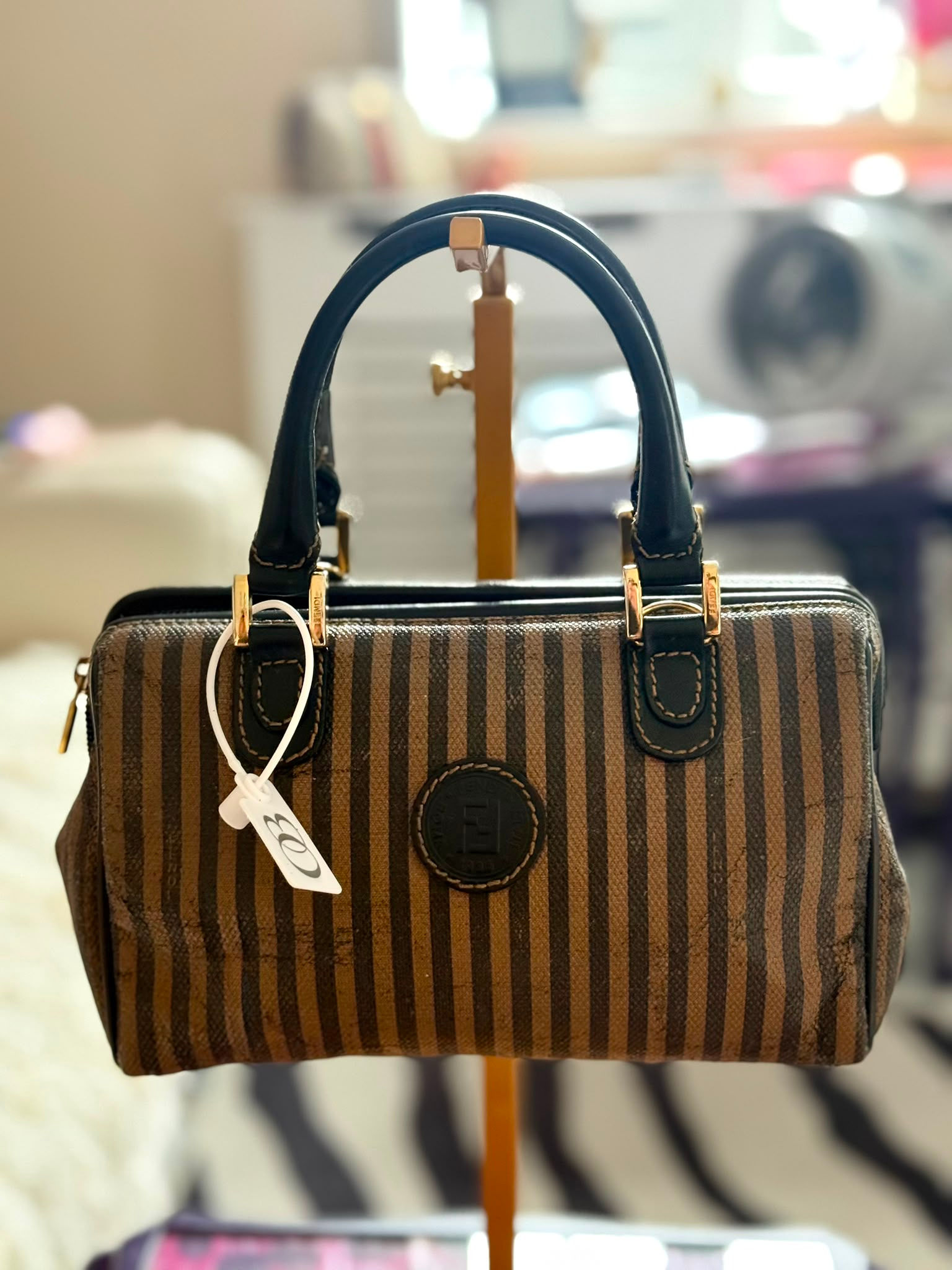Authentic Vintage Fendi Pequin Mini Boston Bag – Made in Italy