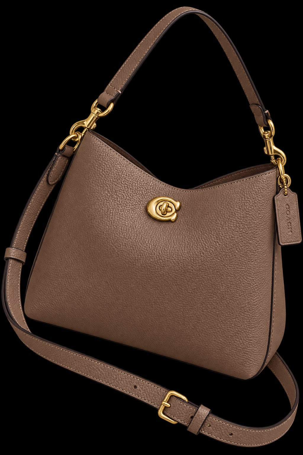 COACH WILLOW SHOULDER BAG – TAUPE PEBBLE LEATHER