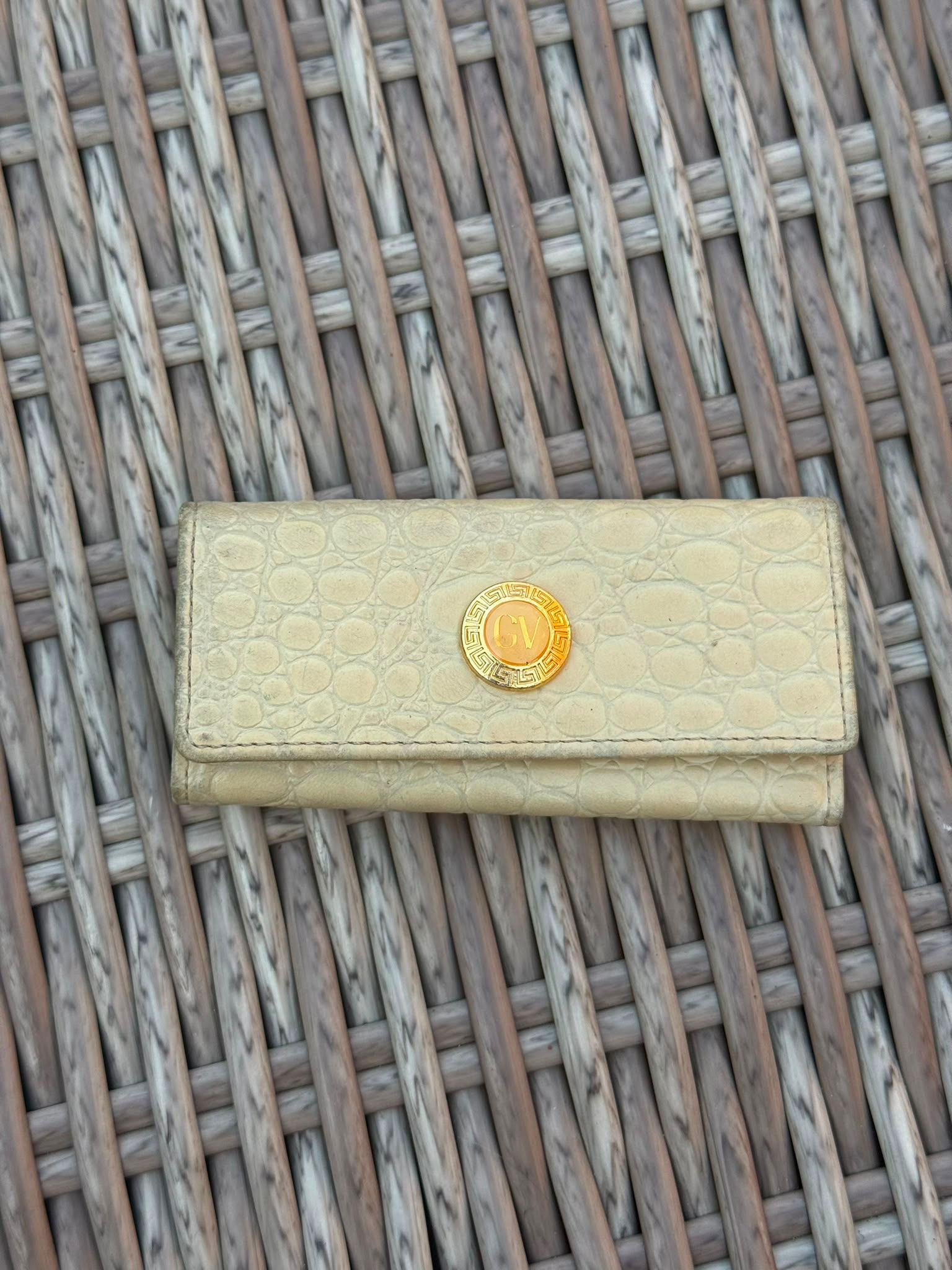 Vintage Gianni Versace Cream Leather 4-Hook Key Case
