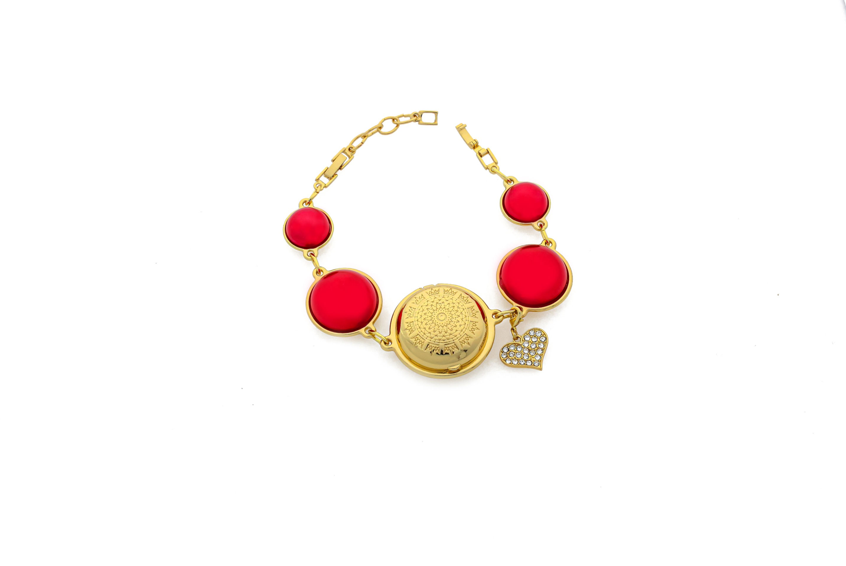 RED GOLD Locket Bracelet with design top