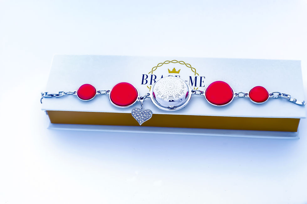 Thumbnail: RED SILVER Locket Bracelet with design top
