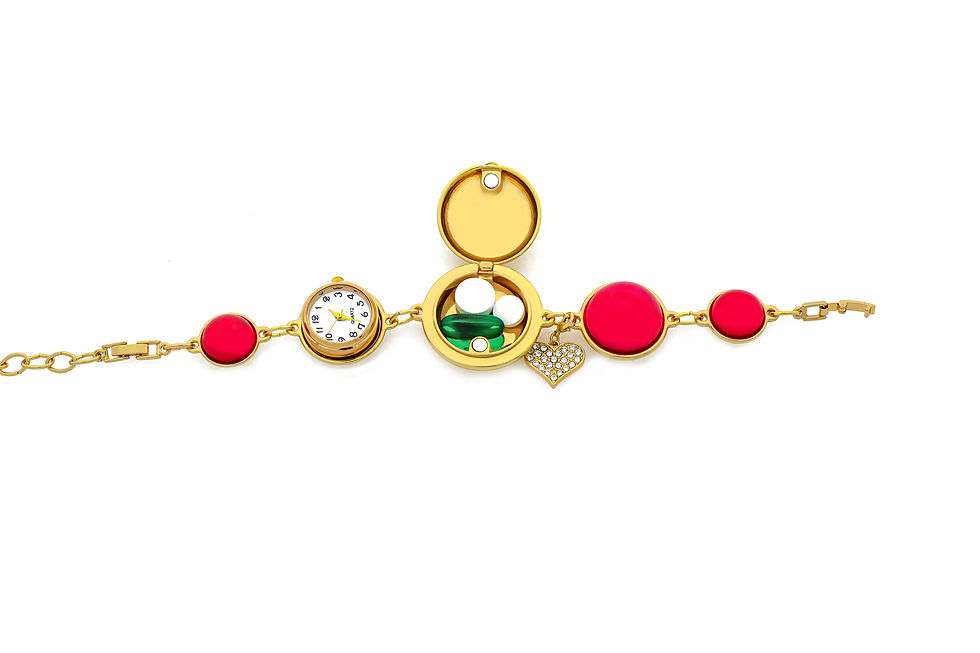 Thumbnail: RED GOLD Locket Bracelet with design top & watch