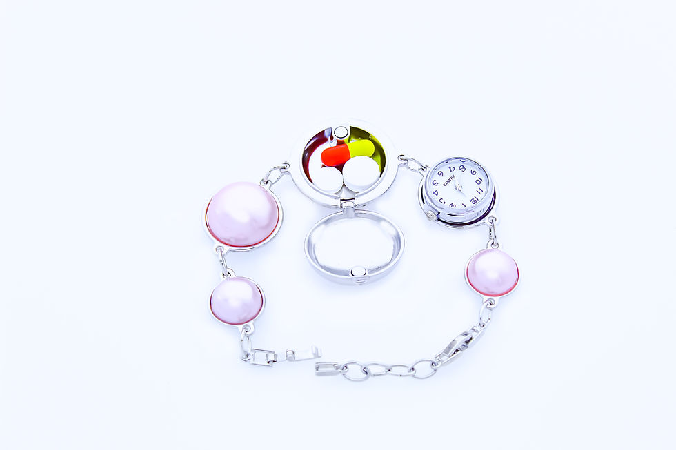 Miniatura: Pulsera Locket de PLATA AZUL con parte superior diseñada y reloj