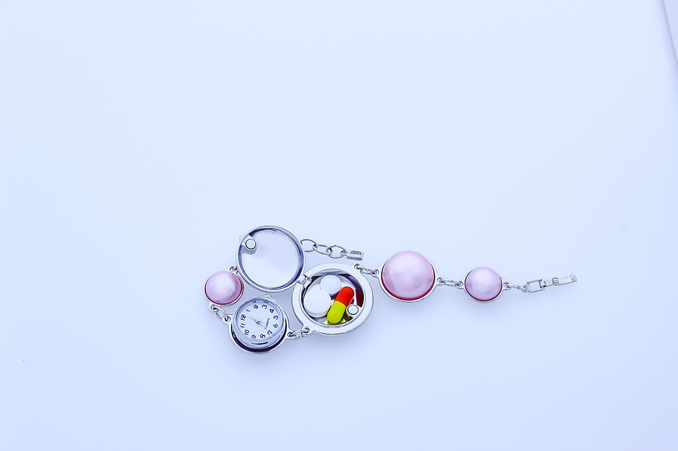 Miniatura: Pulsera Locket ROSA y PLATA con parte superior lisa y reloj