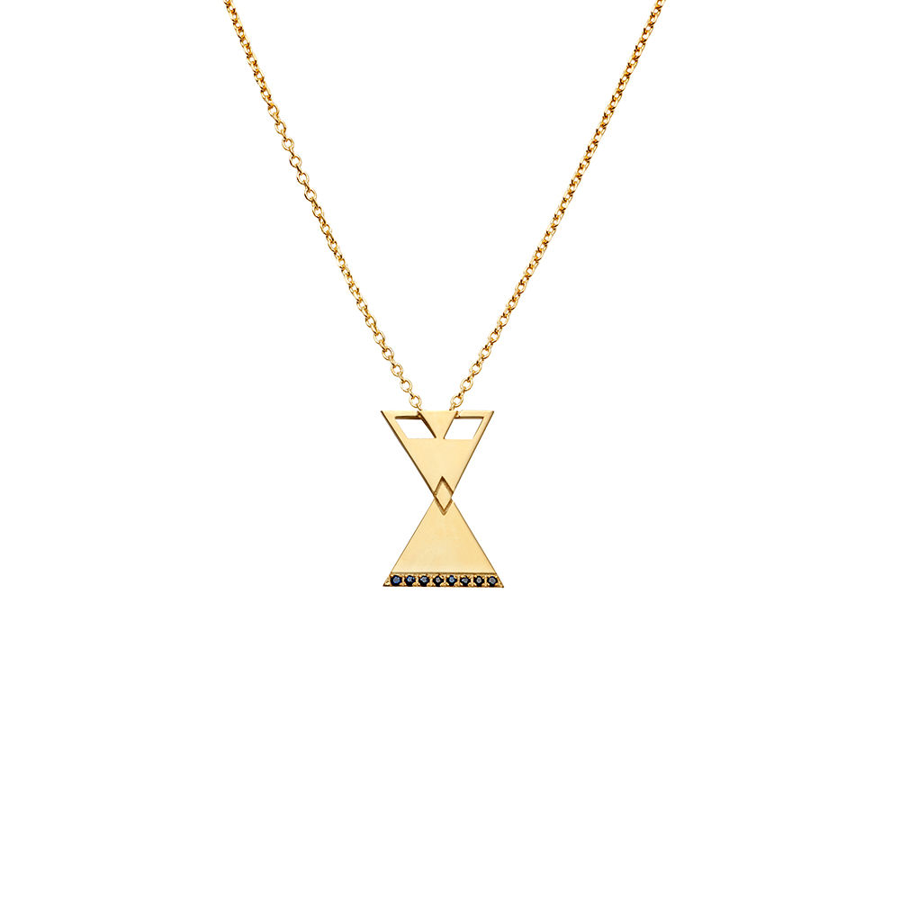 M.P.101 Silver Pendant with Blue Sapphires in Silver Chain