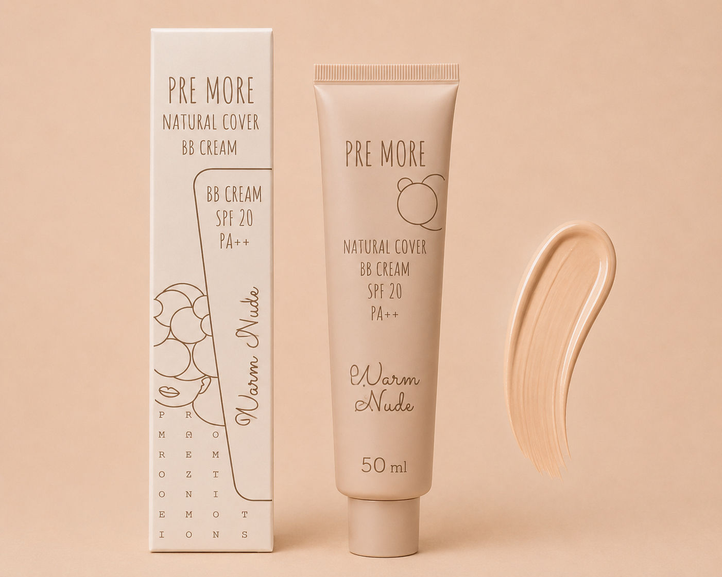 PRE MORE Natural Cover BB Cream SPF 20 PA++ (Warm Nude)