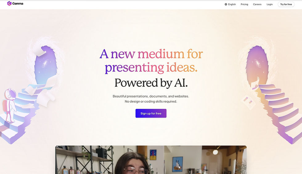 Screenshot of Gamma AI-powered presentation tool showcasing its dynamic content creation capabilities.