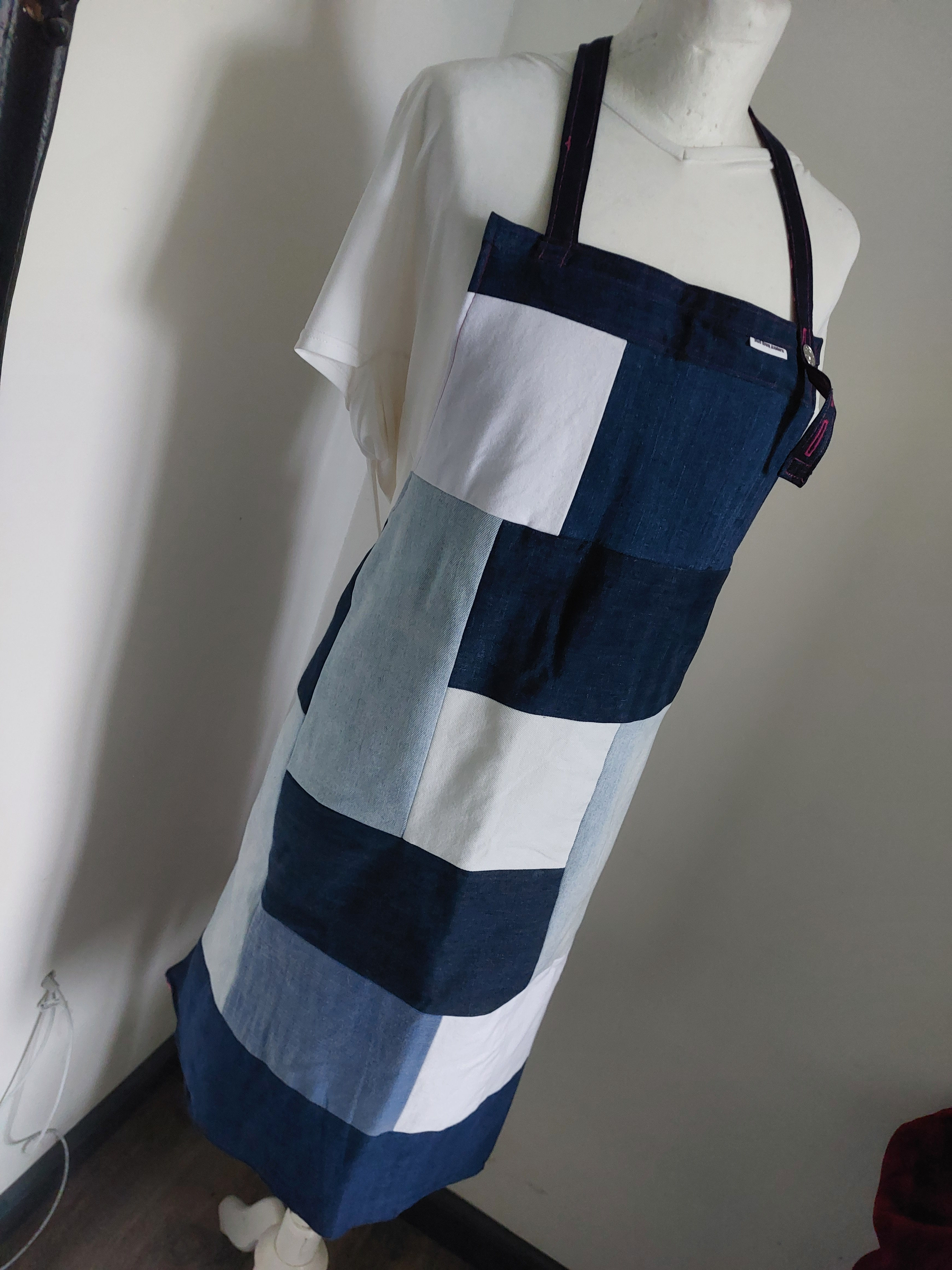 Denim schort met vrolijke sterretjes binnenvoering