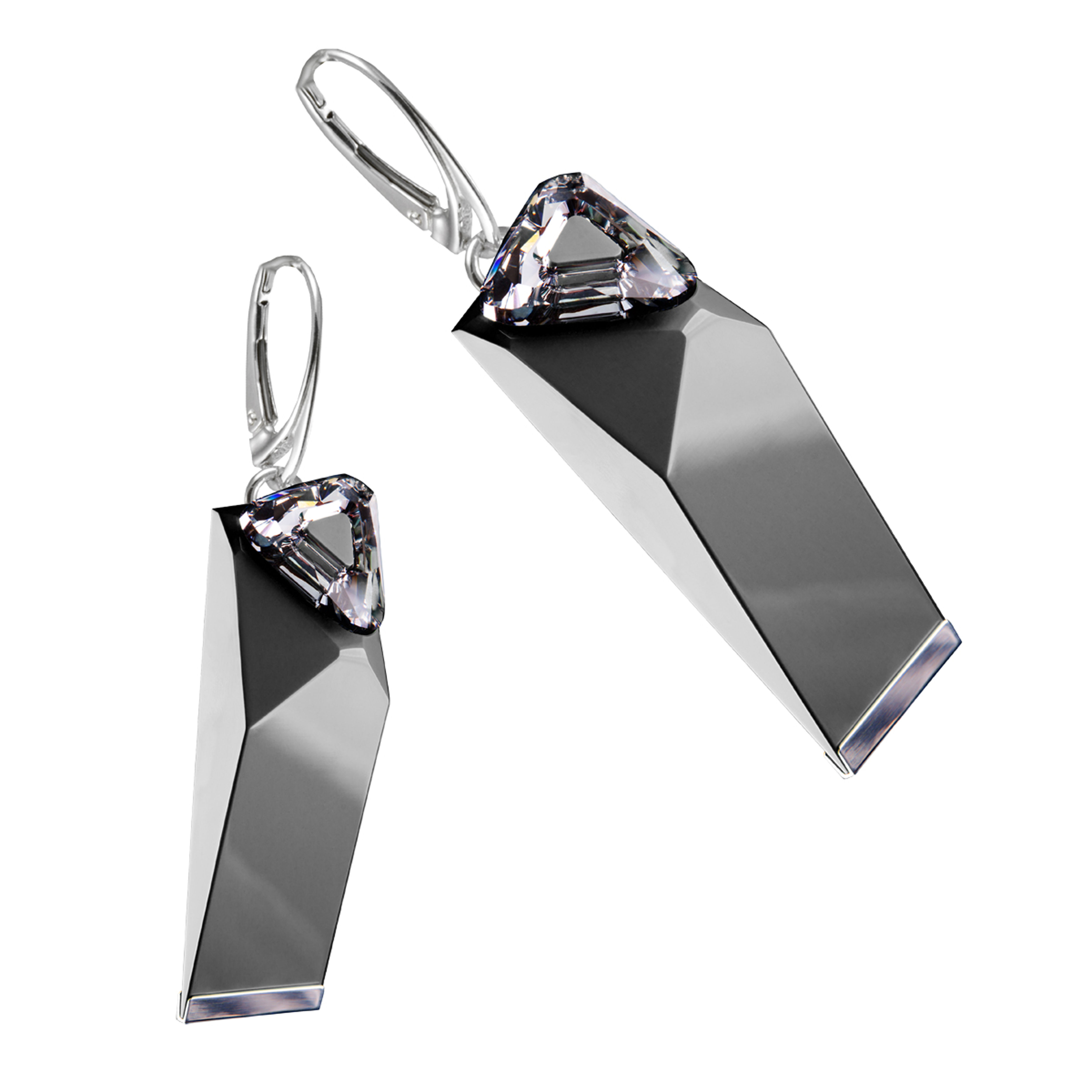 Kolczyki BIG RING z trójkątnymi kryształkami.