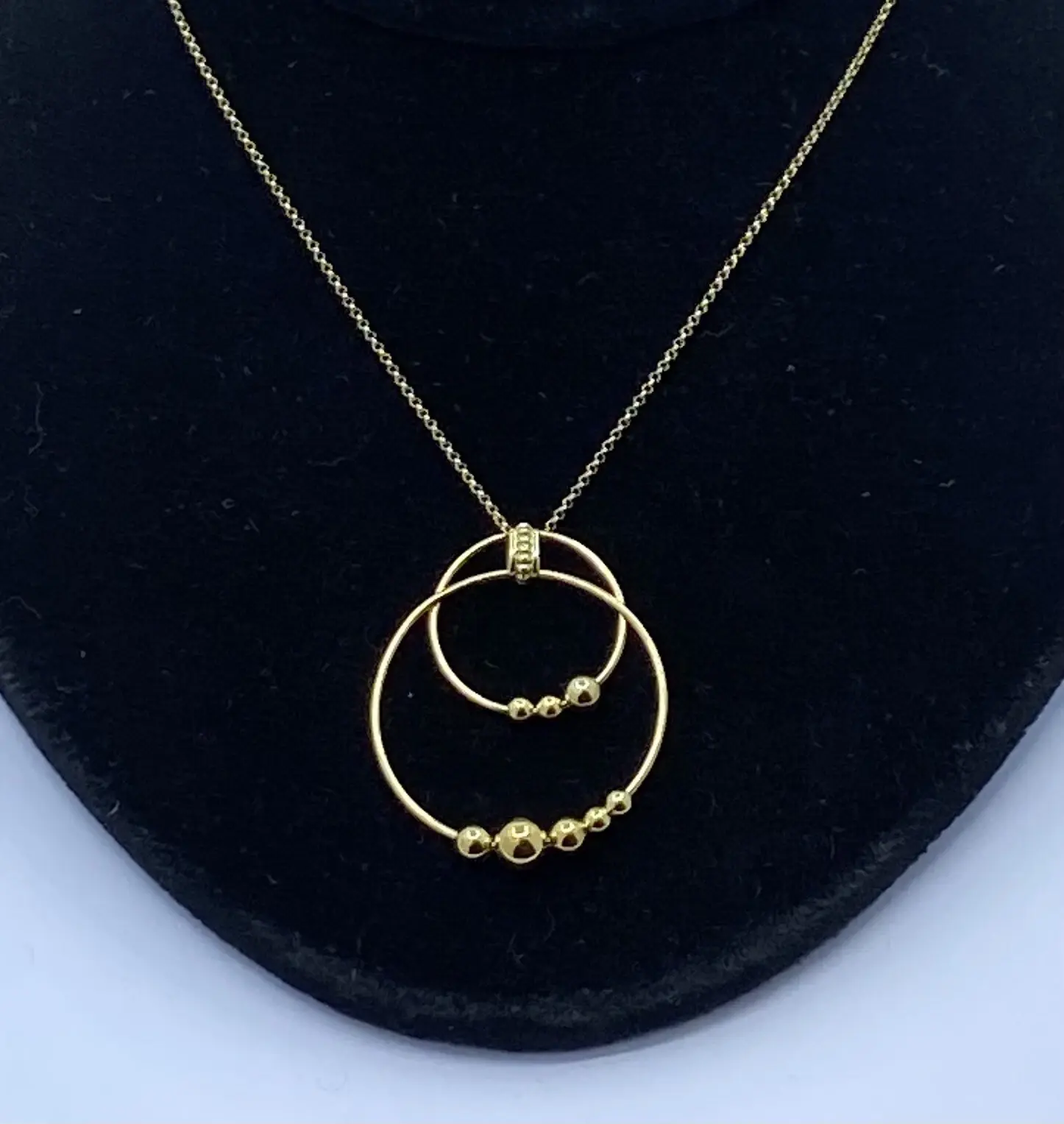 18K LAGOS Double Circle Drop Necklace w/ Adjustable Chain