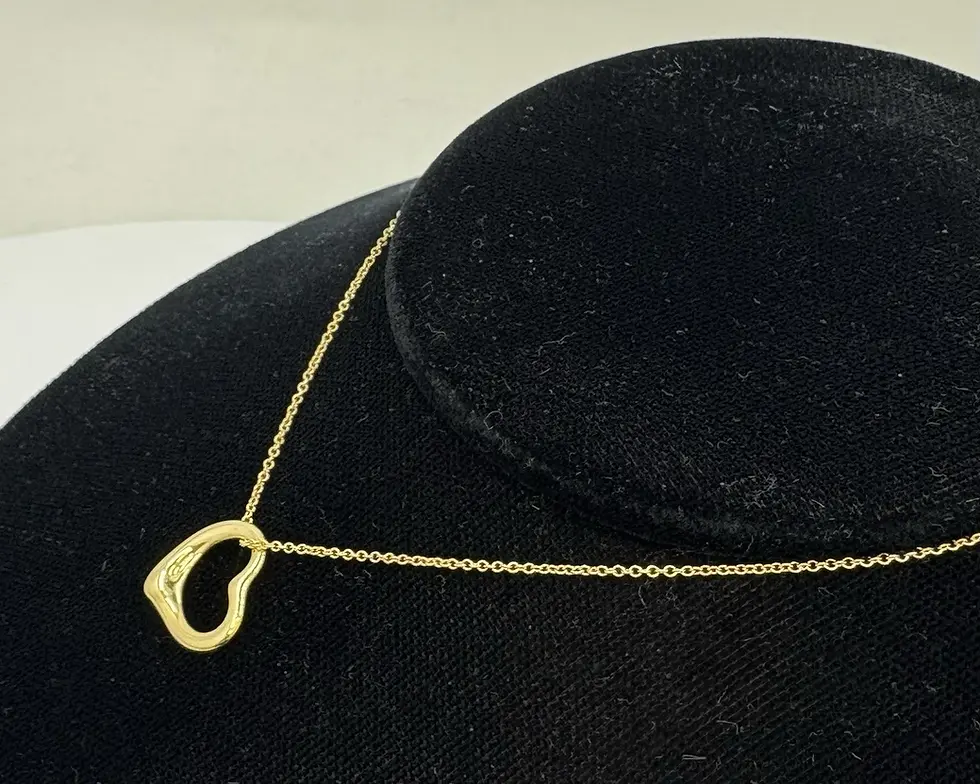 Thumbnail: Tiffany & Co. 18k Yellow Gold Elsa Peretti 16mm Open Heart Pendant Necklace 16”