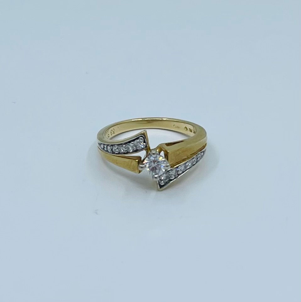 Two-Tone Bypass 14K Diamond Engagement Ring