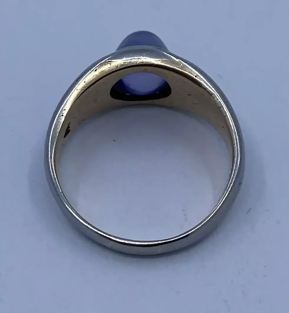 Thumbnail: Antique Natural Star Sapphire And Old Mine Cut Diamond Ring Platinum And 14k
