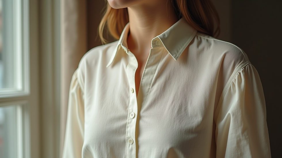close-up view of a vintage blouse with detailed fabric texture