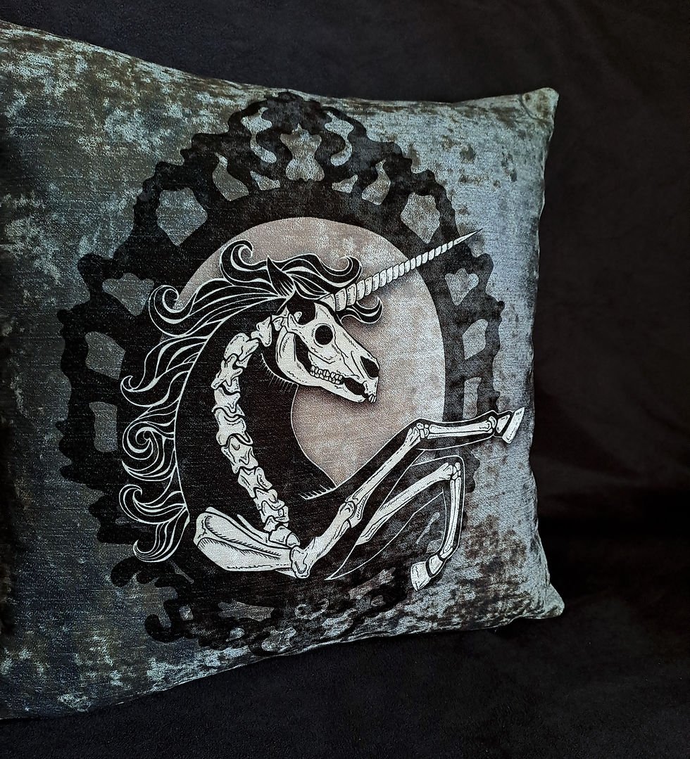 Thumbnail: Velvet Cushion - Skelecorn - Grey