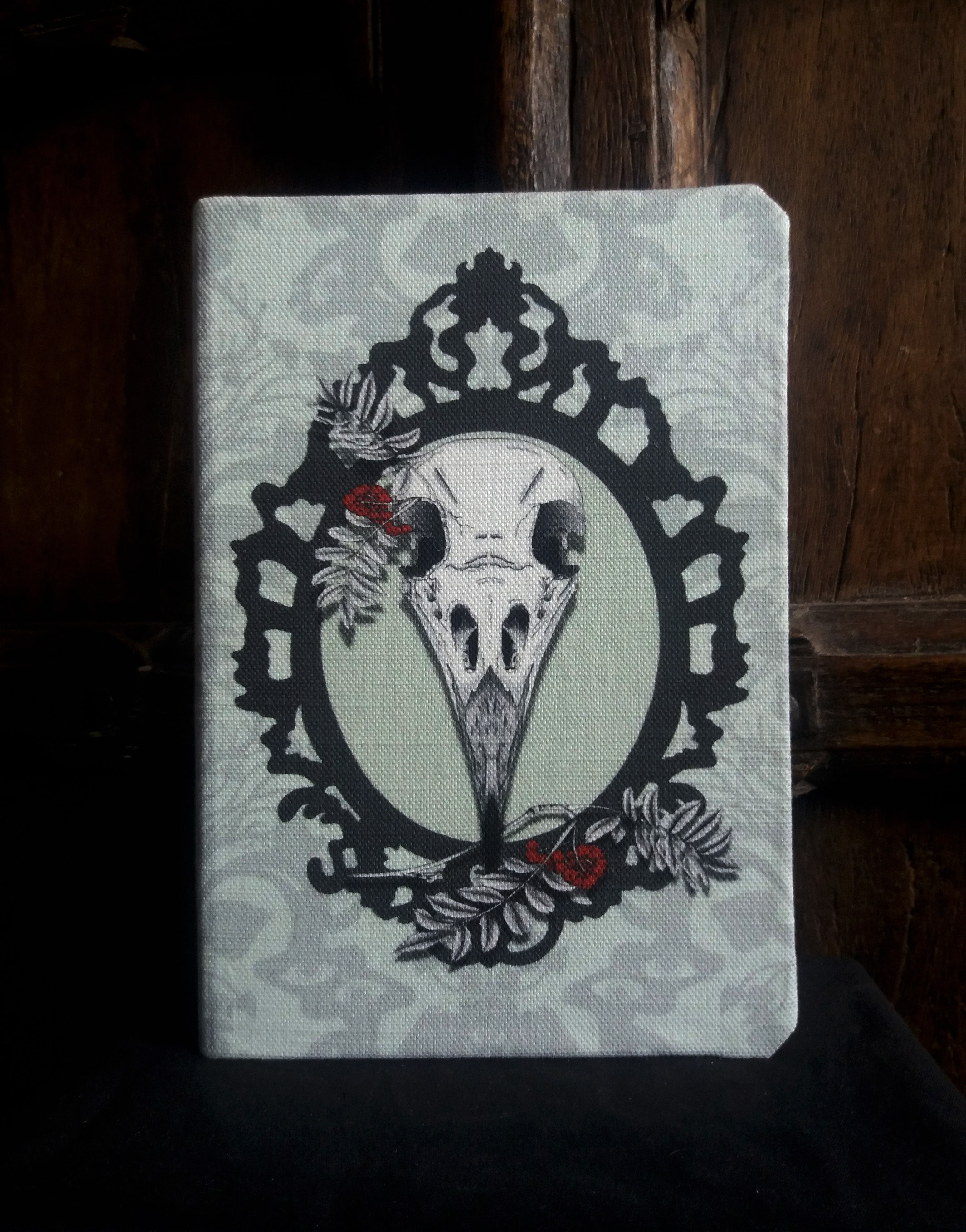 A5 notebook - Crow Skull on seafoam