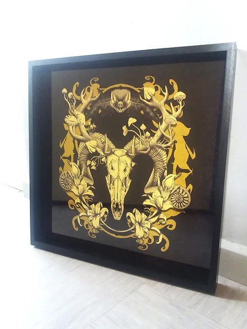 Framed Velvet Art Print Spring Resurrection Black Gold Joburgess