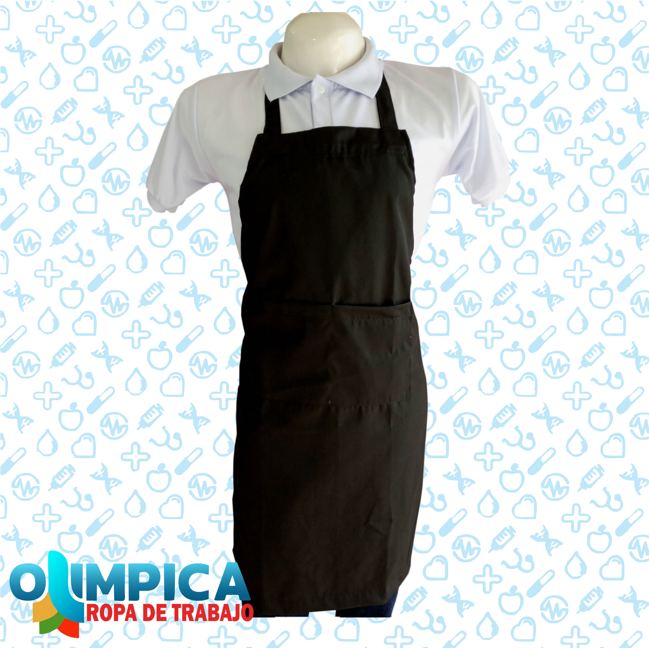 Delantale con pechera (Negro)