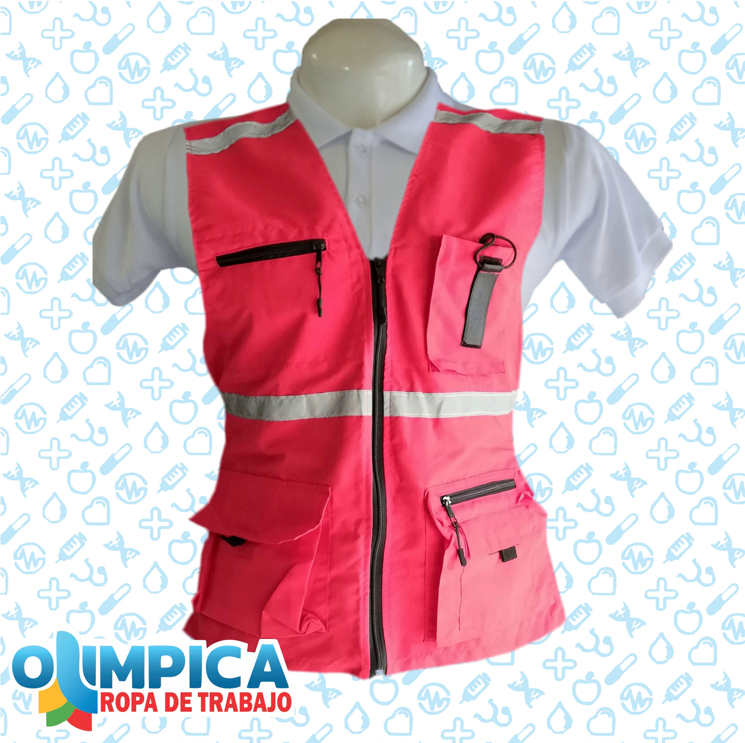 Chaleco Rojo con cintas Reflectivas