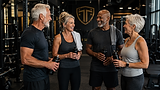 Adults over 55 enjoying community after a strength training session