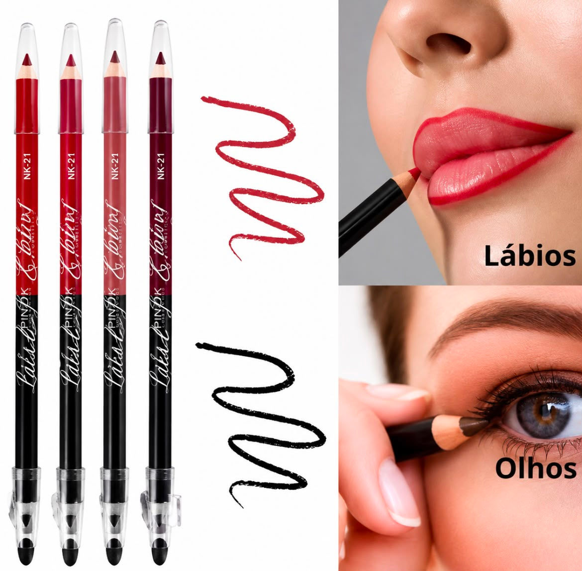 Lápis 2 em 1 Olhos e Lábios – Pink 21