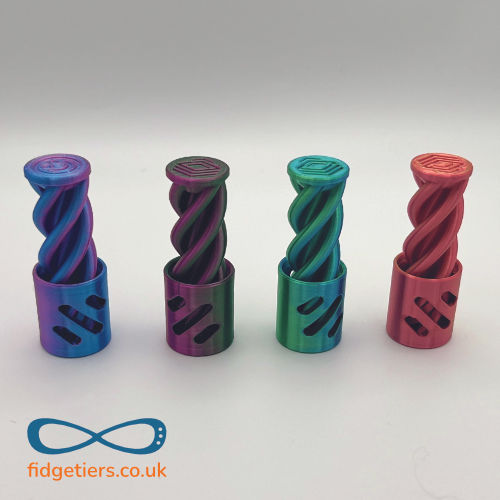 Assortment of 3D printed Twister fidgets by Fidgetiers