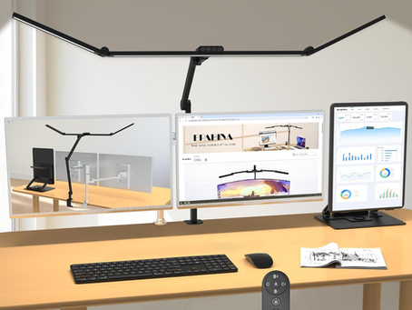Finally, A Desk Lamp That Actually Covers My Entire Dual Monitor Workspace