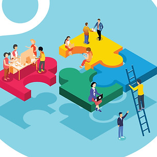 people working to make Pieces of puzzle come together for project