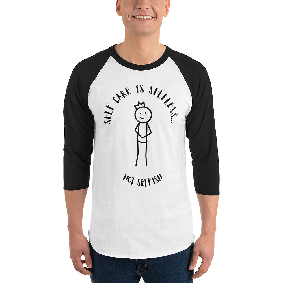 Thumbnail: Self care 3/4 sleeve raglan shirt (black design)