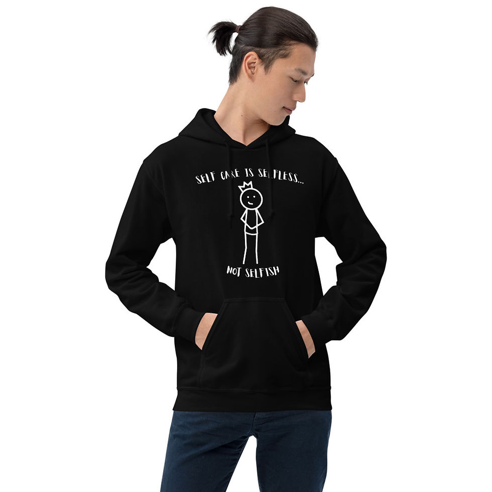 Thumbnail: Self care unisex hoodie (white design)