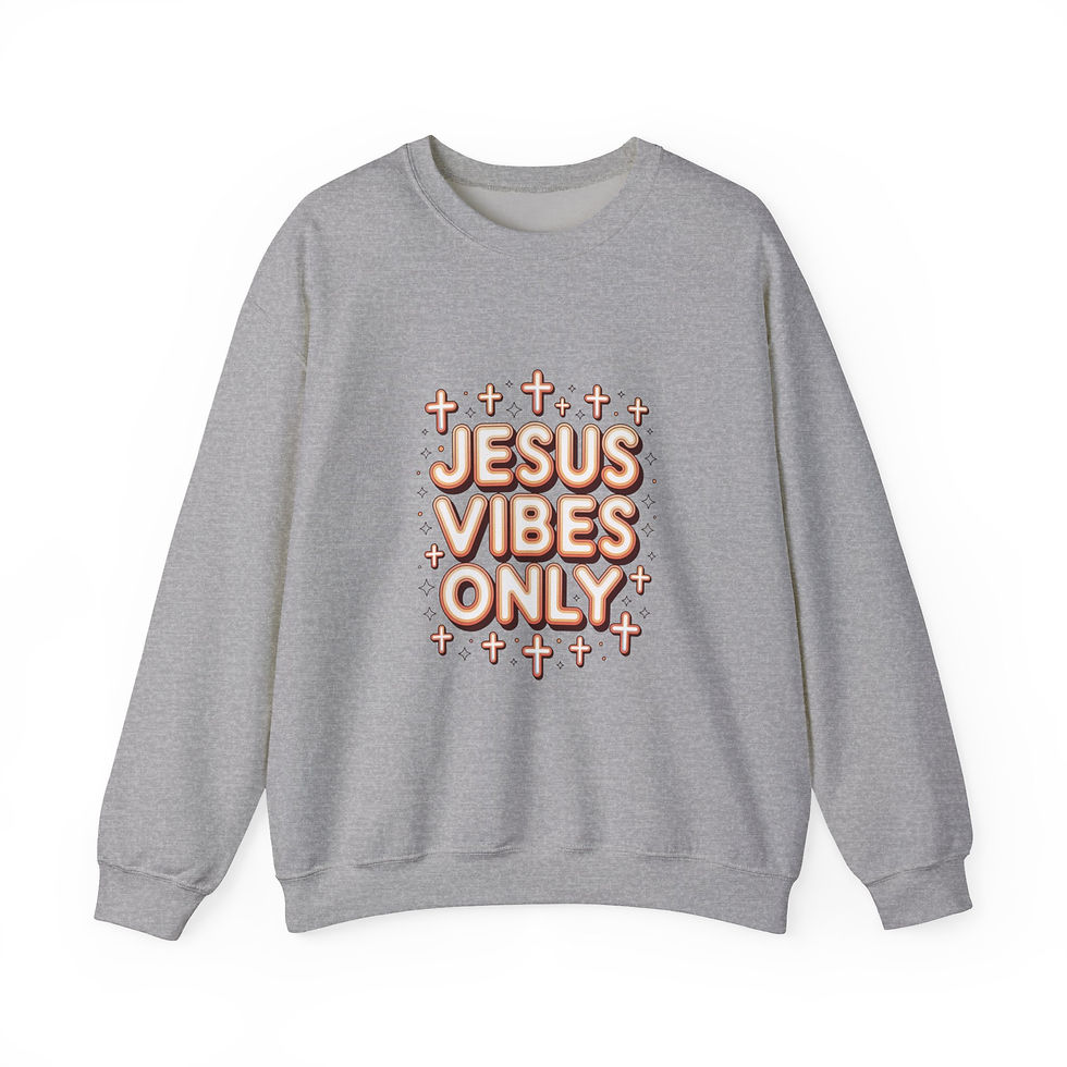 Thumbnail: Jesus Vibes Only Sweatshirt | Y2K Cyber Holo Typography, Retro Tech Chrome Text