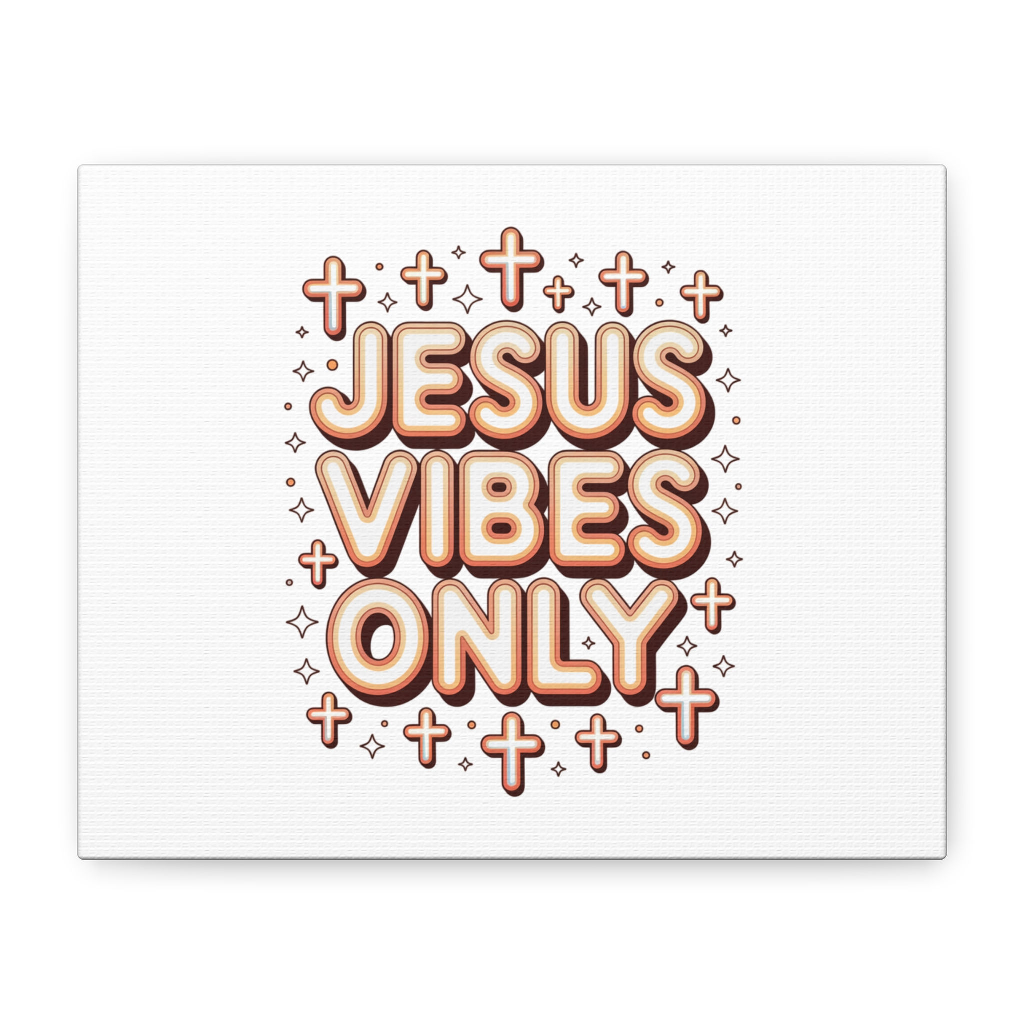 Jesus Vibes Only Canvas | Y2K cyber holo aesthetic, chrome text retro tech print