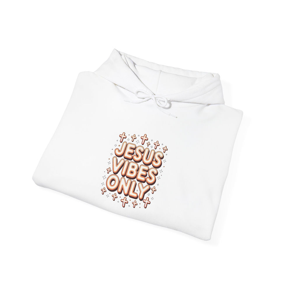 Thumbnail: Jesus Vibes Only Hoodie | Y2K cyber holo aesthetic, retro tech chrome text