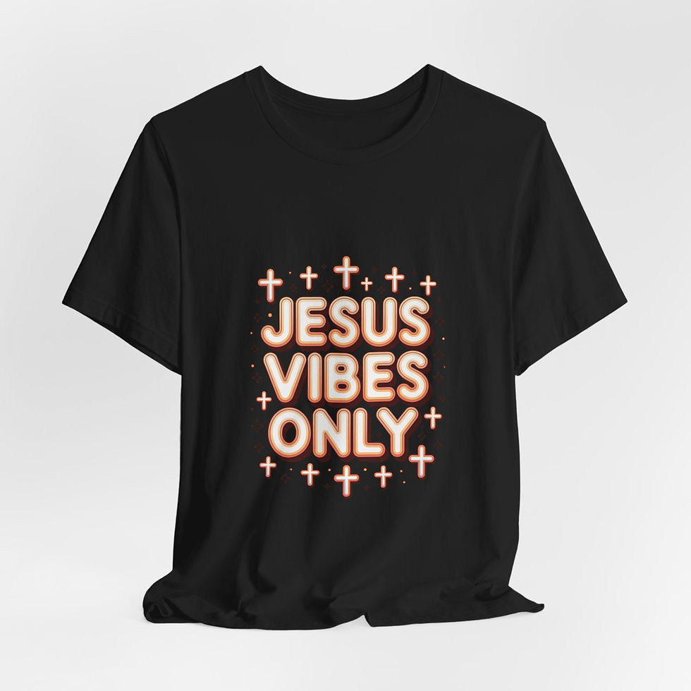 Thumbnail: Jesus Vibes Only Tee | Y2K Cyber Holo, Retro Tech Chrome Text