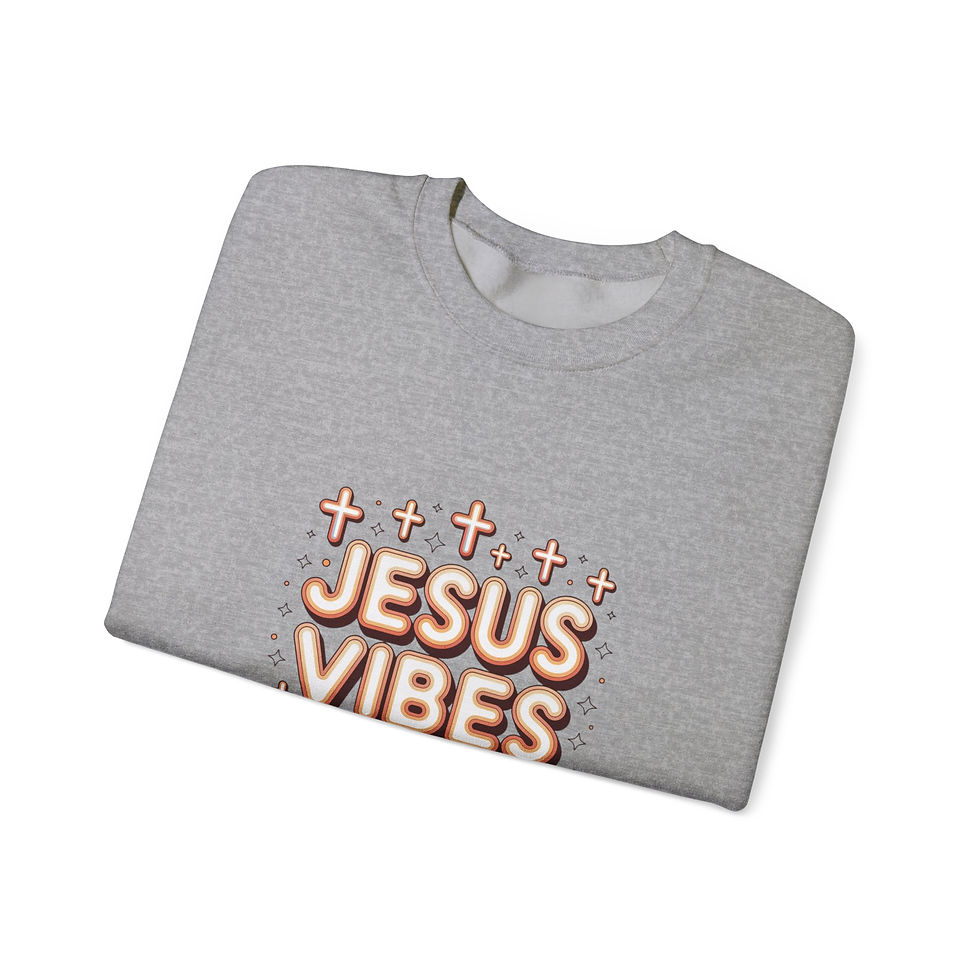 Thumbnail: Jesus Vibes Only Sweatshirt | Y2K Cyber Holo Typography, Retro Tech Chrome Text