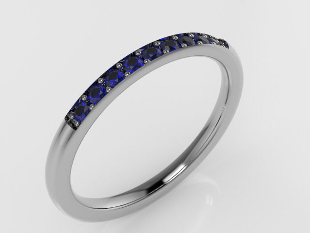 Alianza oro blanco y zafiro azul