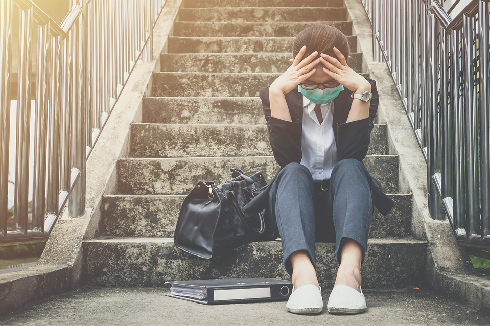 Portrait of unemployed businesswoman stressed after failure and laid off from work because
