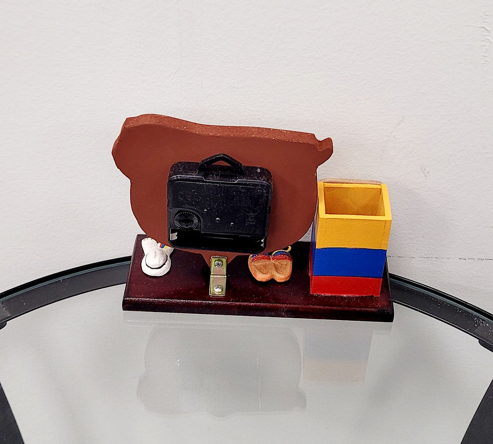 Miniatura: Wooden Stand Colombian Clock & Holder Handmade Tintilla Carriel