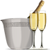 Cubitera y copas de champán