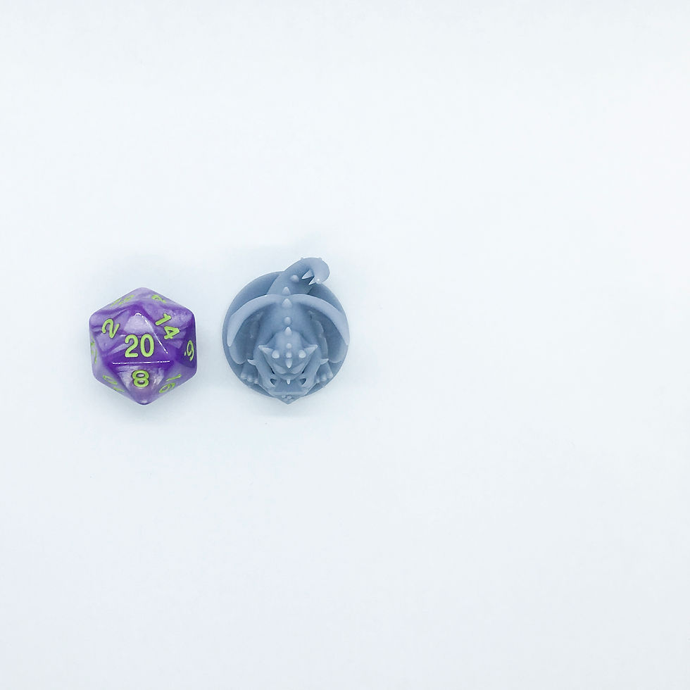 Thumbnail: From above - 16mm d20 and medium DOTS Dragon, about the same size.