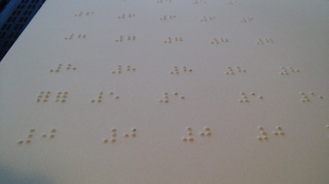 Embossed braille numbers on a sheet of paper.