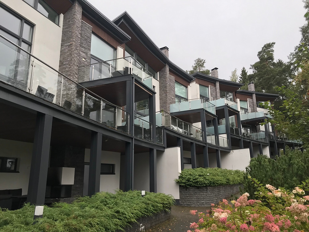 Exterior of Pescator villas showing the balconies, Lake Tuusula Finland